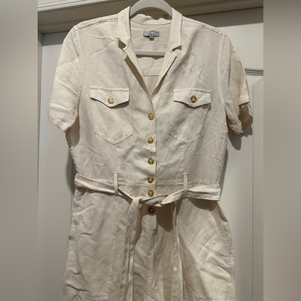 Rails Georgie Tie Waist Linen Romper in Stone - Picture 10 of 13